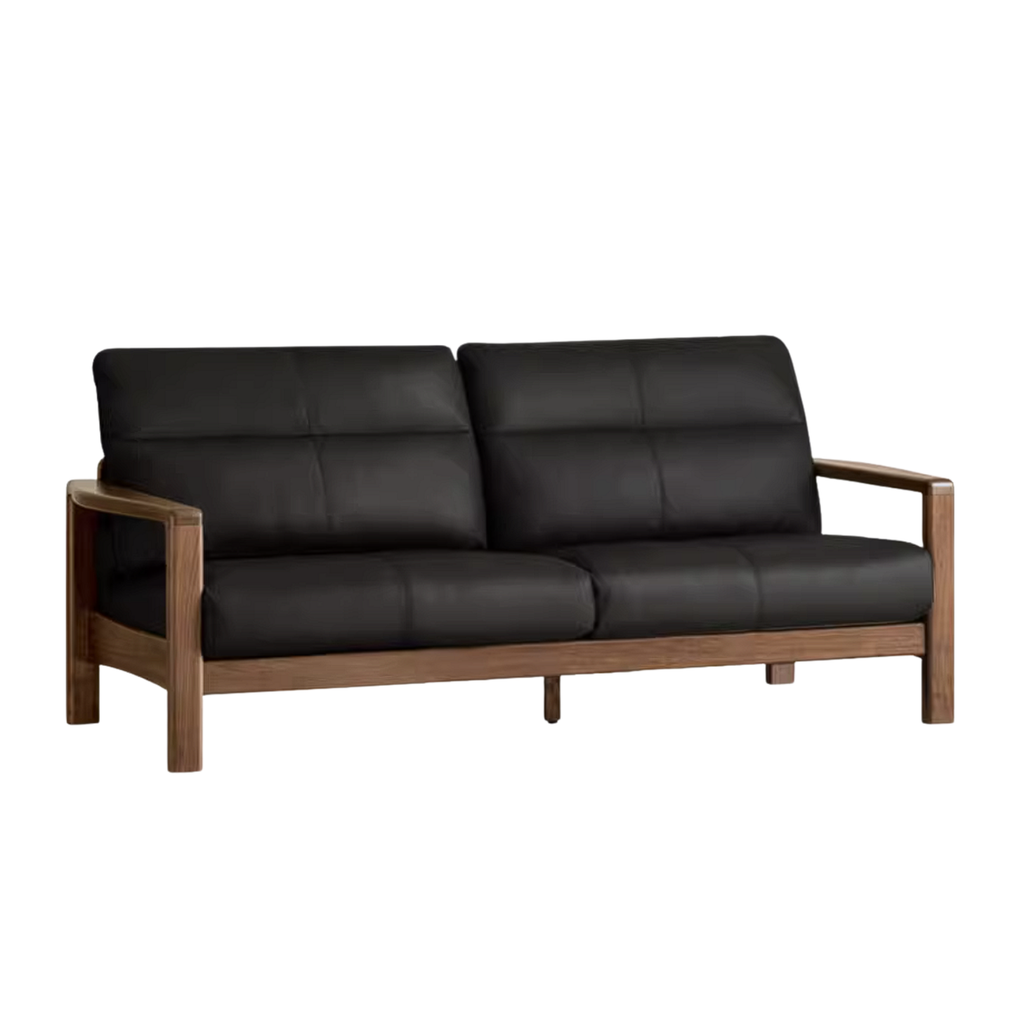 Black Walnut Solid Wood Sofa Genuine Leather with Luxury Design