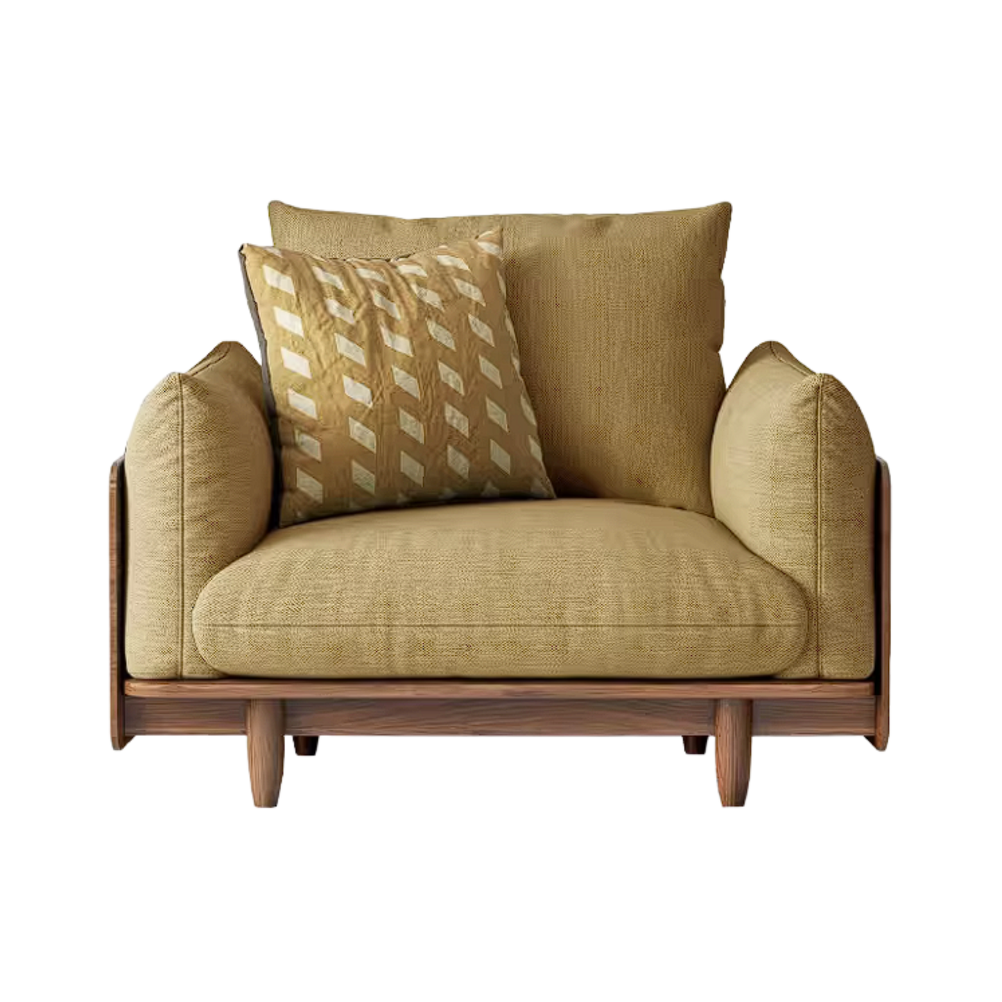 Black Walnut Solid Wood Sofa with Minimalist Design