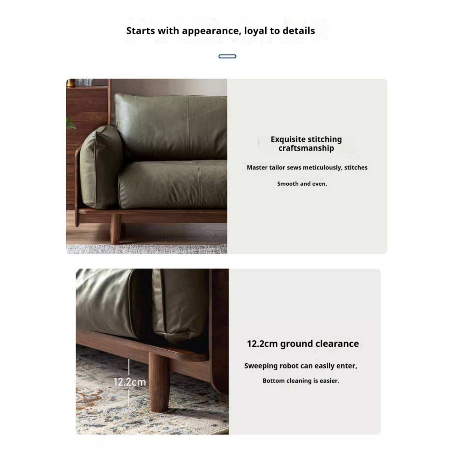 Black Walnut Solid Wood Sofa with Minimalist Design