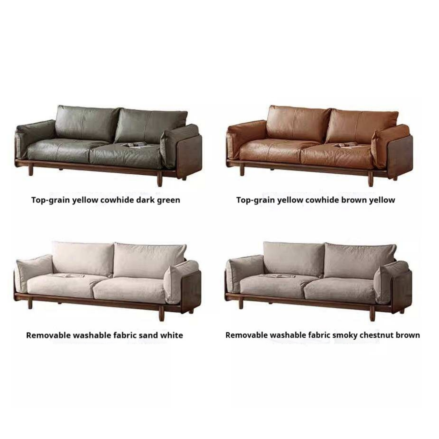 Black Walnut Solid Wood Sofa with Minimalist Design