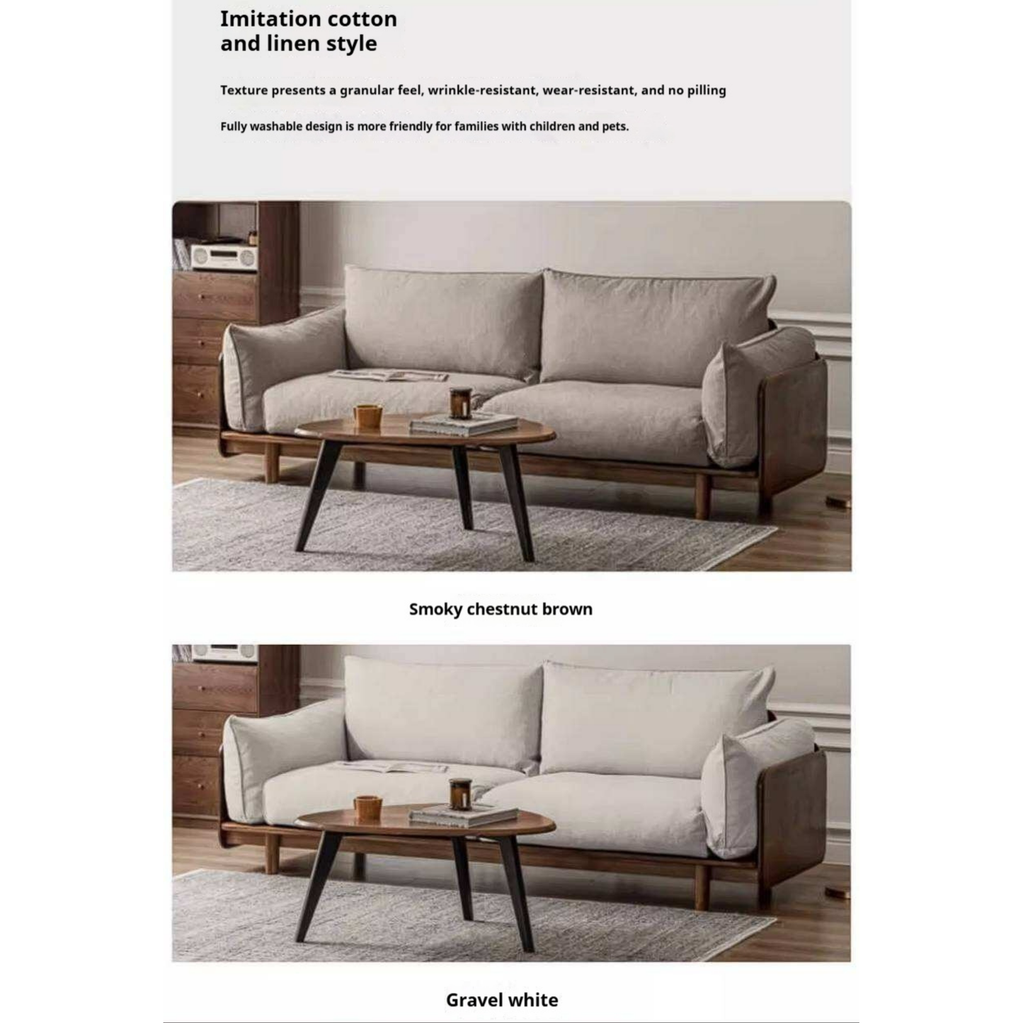 Black Walnut Solid Wood Sofa with Minimalist Design