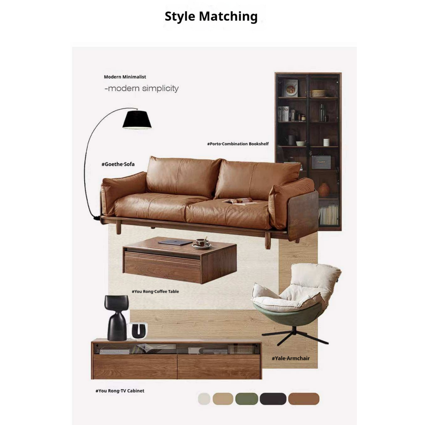 Black Walnut Solid Wood Sofa with Minimalist Design