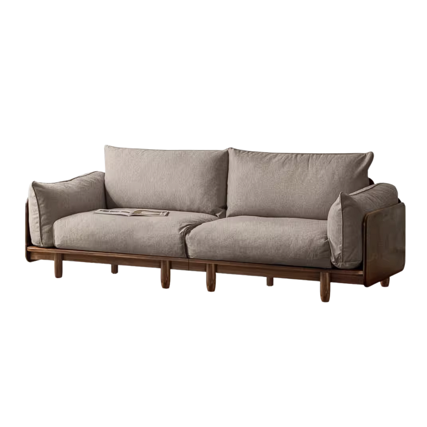 Black Walnut Solid Wood Sofa with Minimalist Design