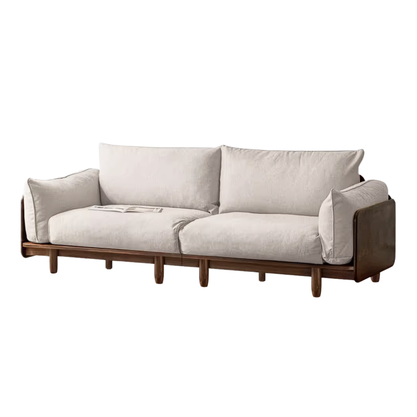 Black Walnut Solid Wood Sofa with Minimalist Design
