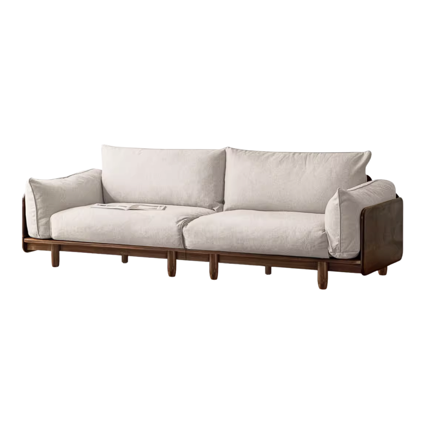 Black Walnut Solid Wood Sofa with Minimalist Design