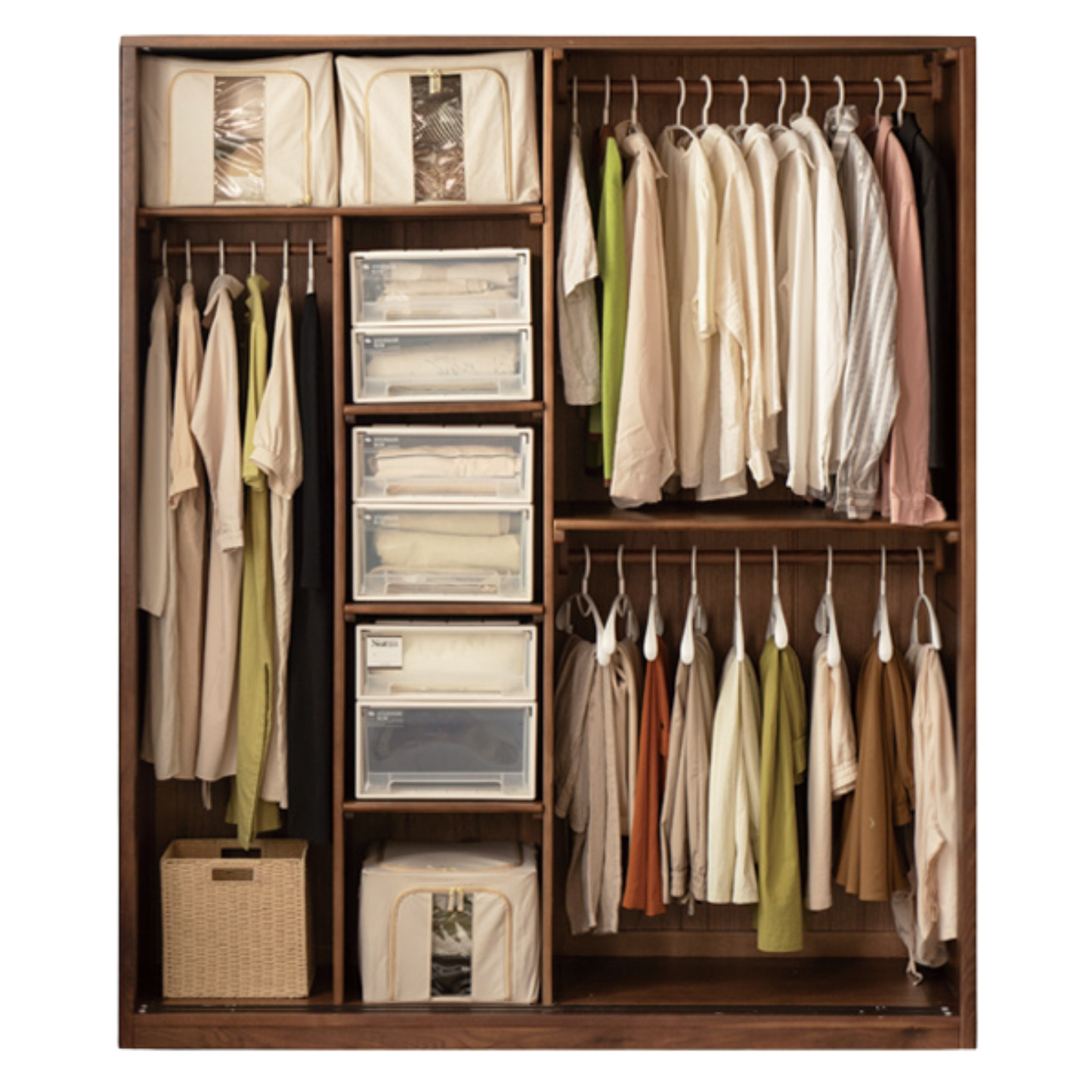 Black Walnut Solid Wood Sliding Door Wardrobe