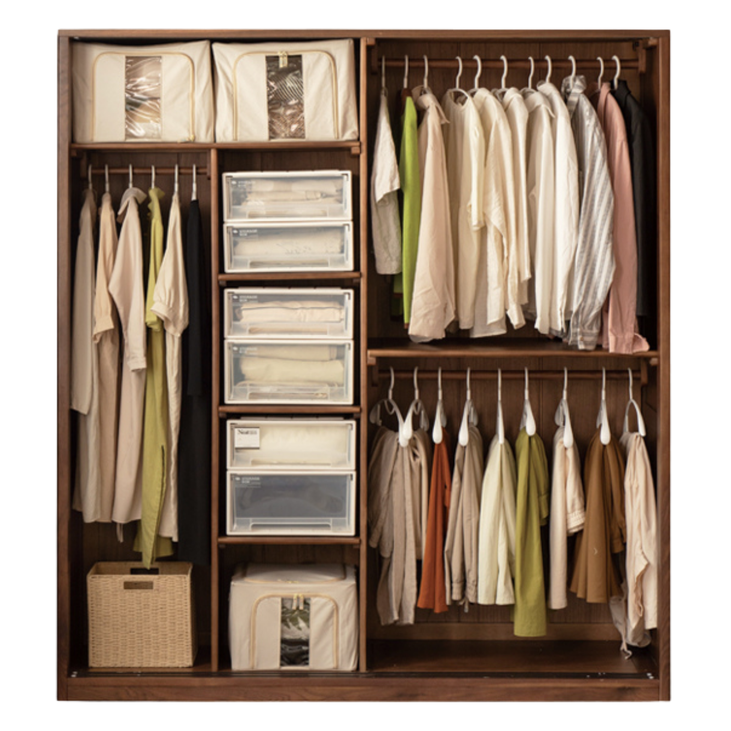 Black Walnut Solid Wood Sliding Door Wardrobe