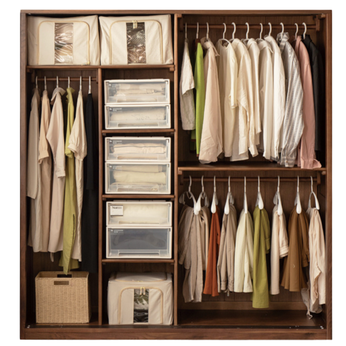 Black Walnut Solid Wood Sliding Door Wardrobe