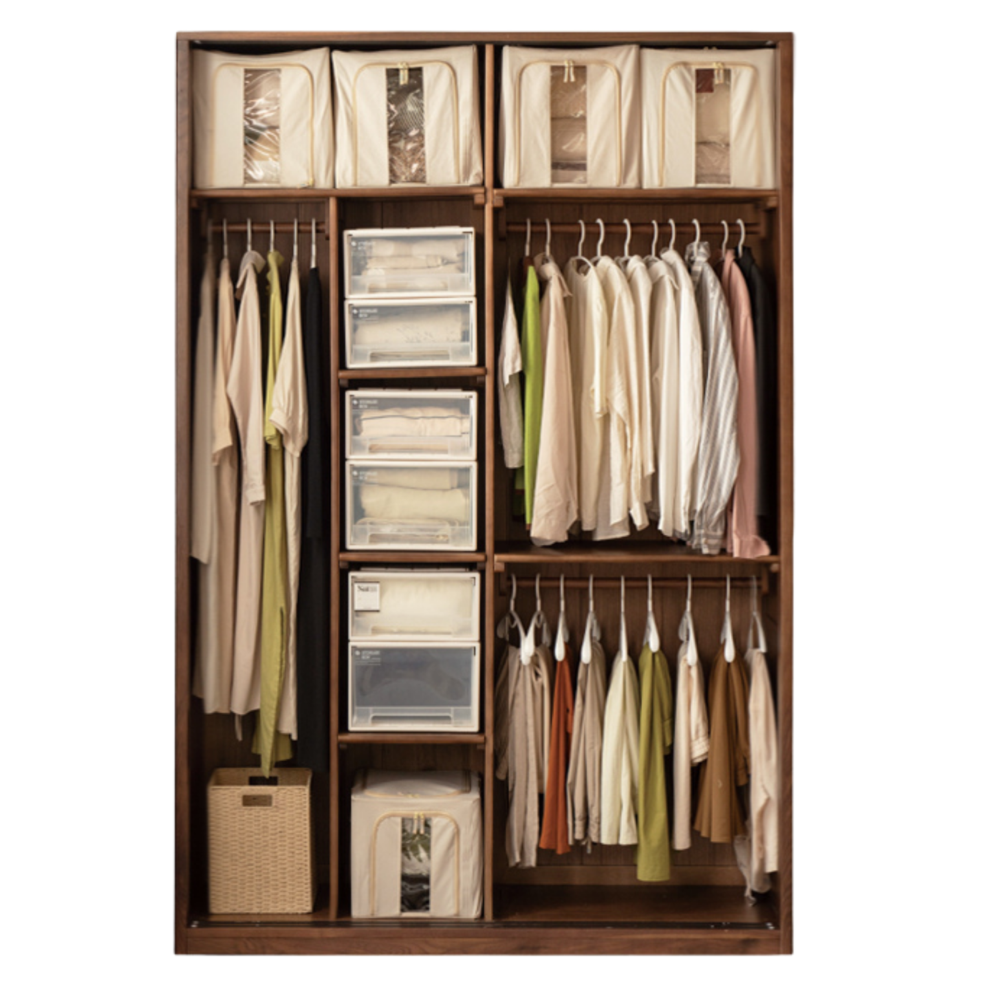 Black Walnut Solid Wood Sliding Door Wardrobe