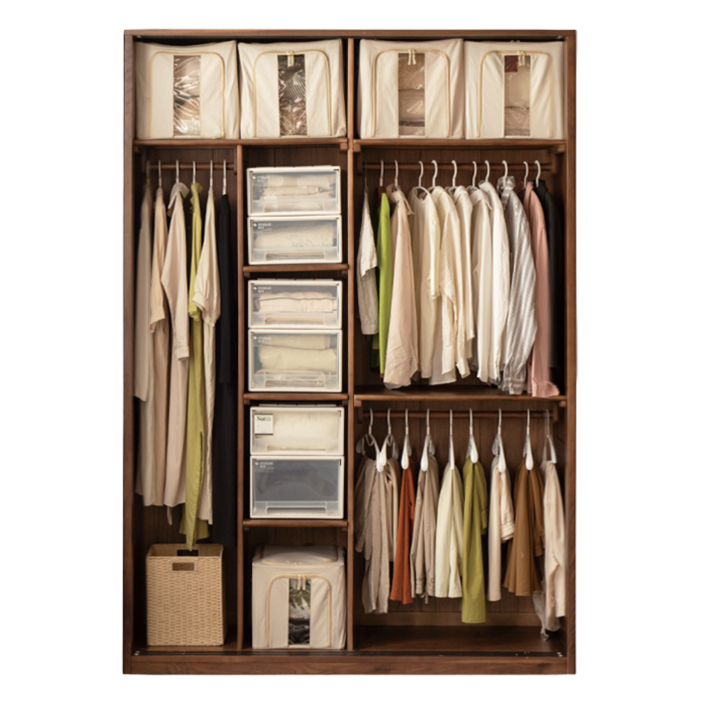 Black Walnut Solid Wood Sliding Door Wardrobe