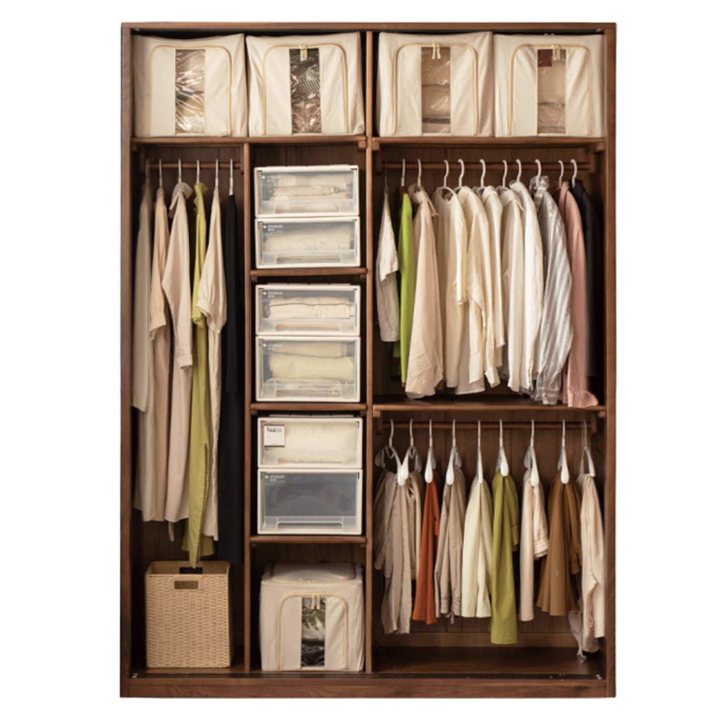 Black Walnut Solid Wood Sliding Door Wardrobe