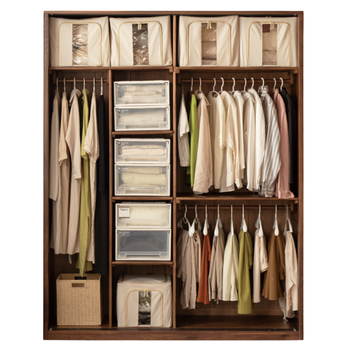 Black Walnut Solid Wood Sliding Door Wardrobe