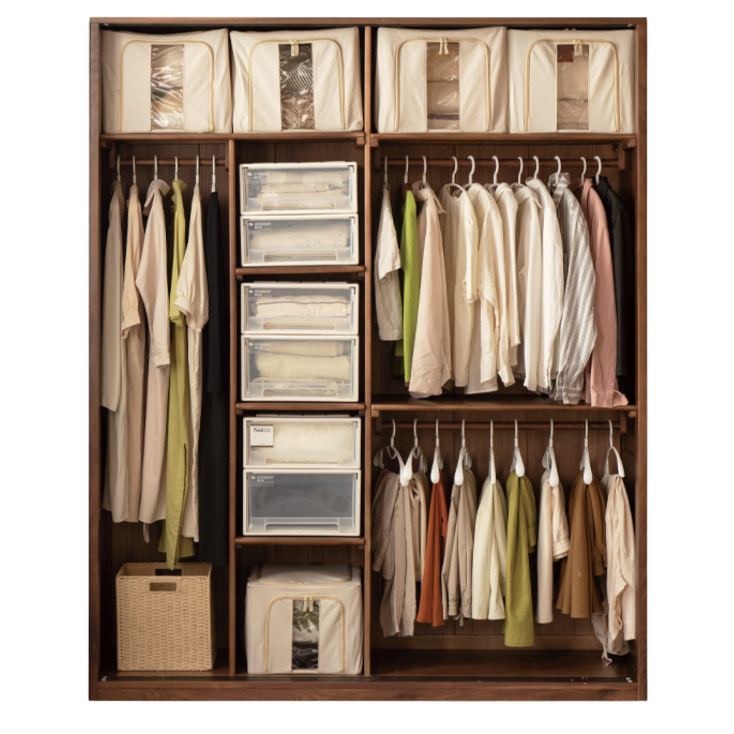 Black Walnut Solid Wood Sliding Door Wardrobe