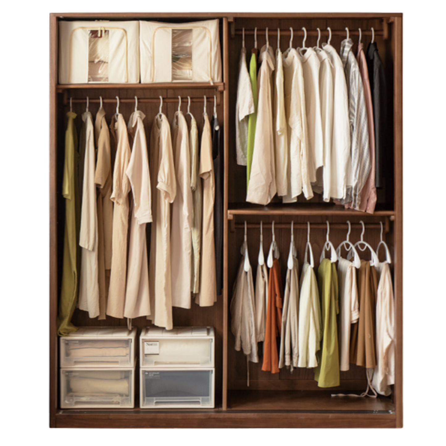Black Walnut Solid Wood Sliding Door Wardrobe
