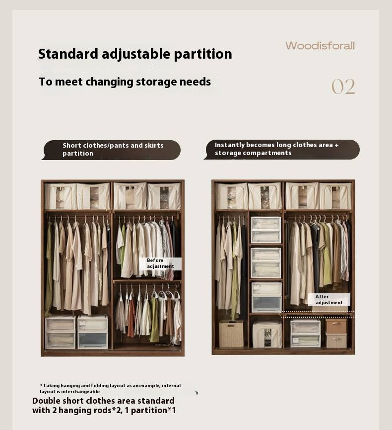 Black Walnut Solid Wood Sliding Door Wardrobe