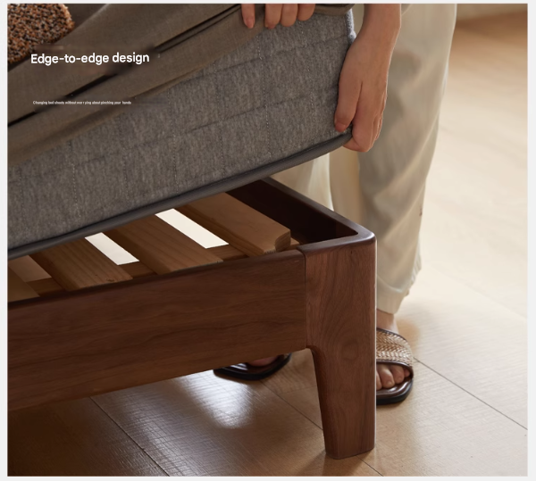 Black Walnut Solid Wood Simple Soft Bed