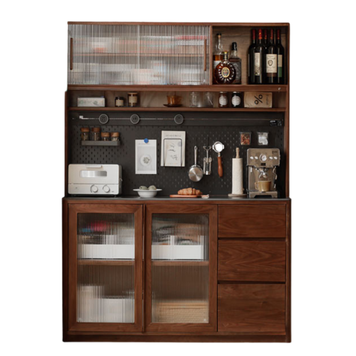 Black Walnut Solid Wood Sideboard Hole Storage