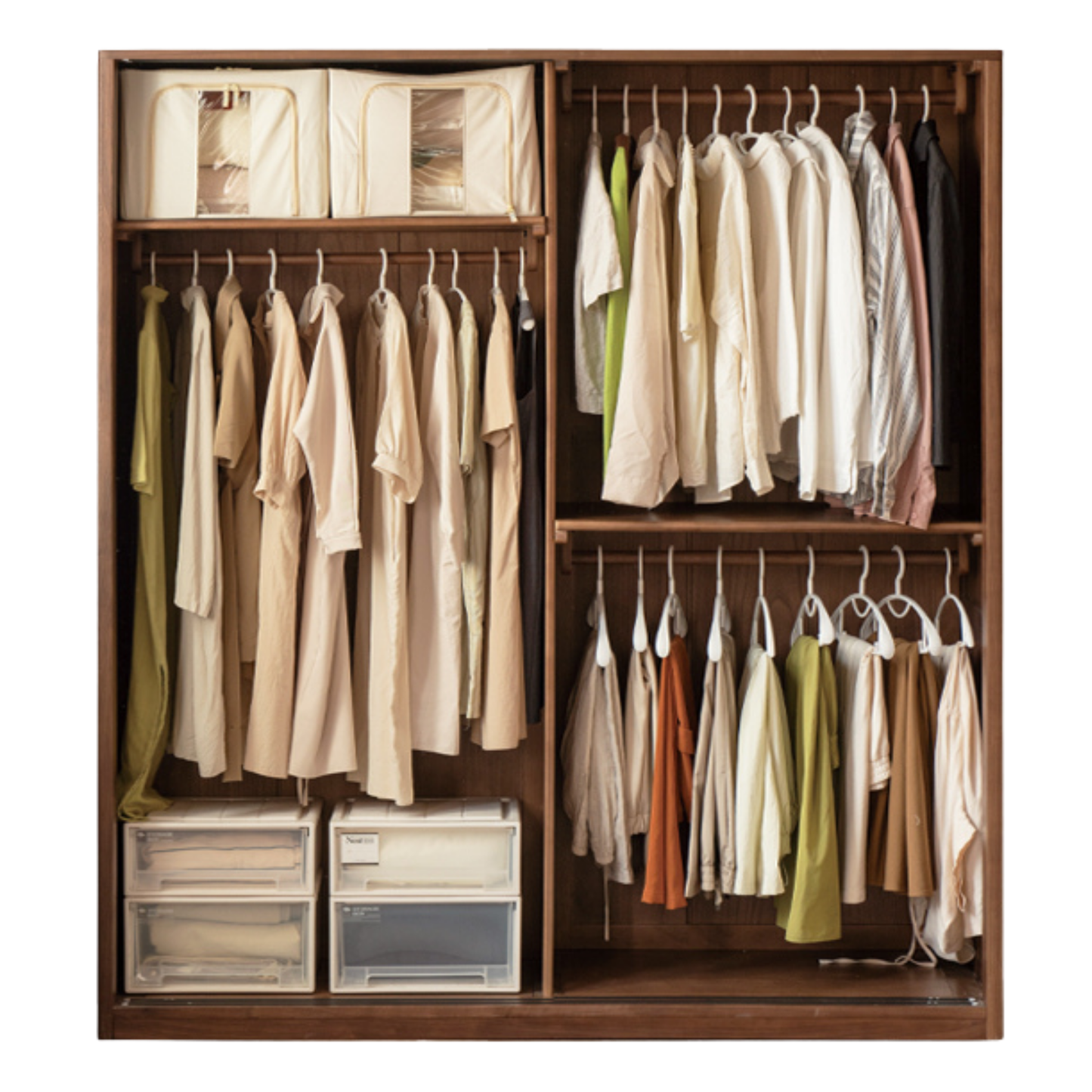 Black Walnut Solid Wood Sliding Door Wardrobe