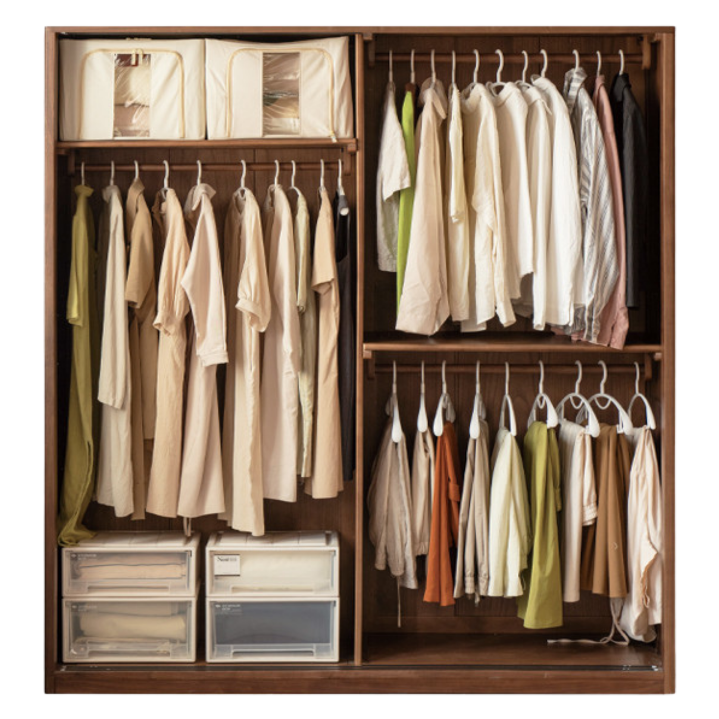 Black Walnut Solid Wood Sliding Door Wardrobe