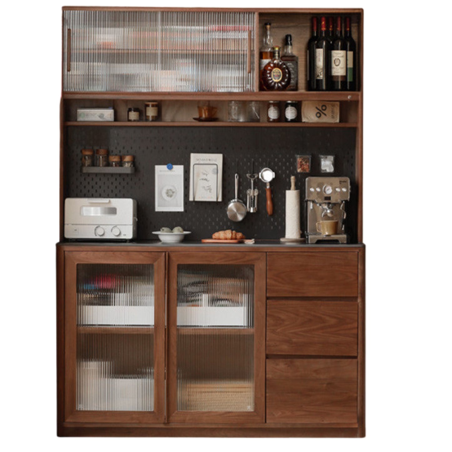 Black Walnut Solid Wood Sideboard Hole Storage