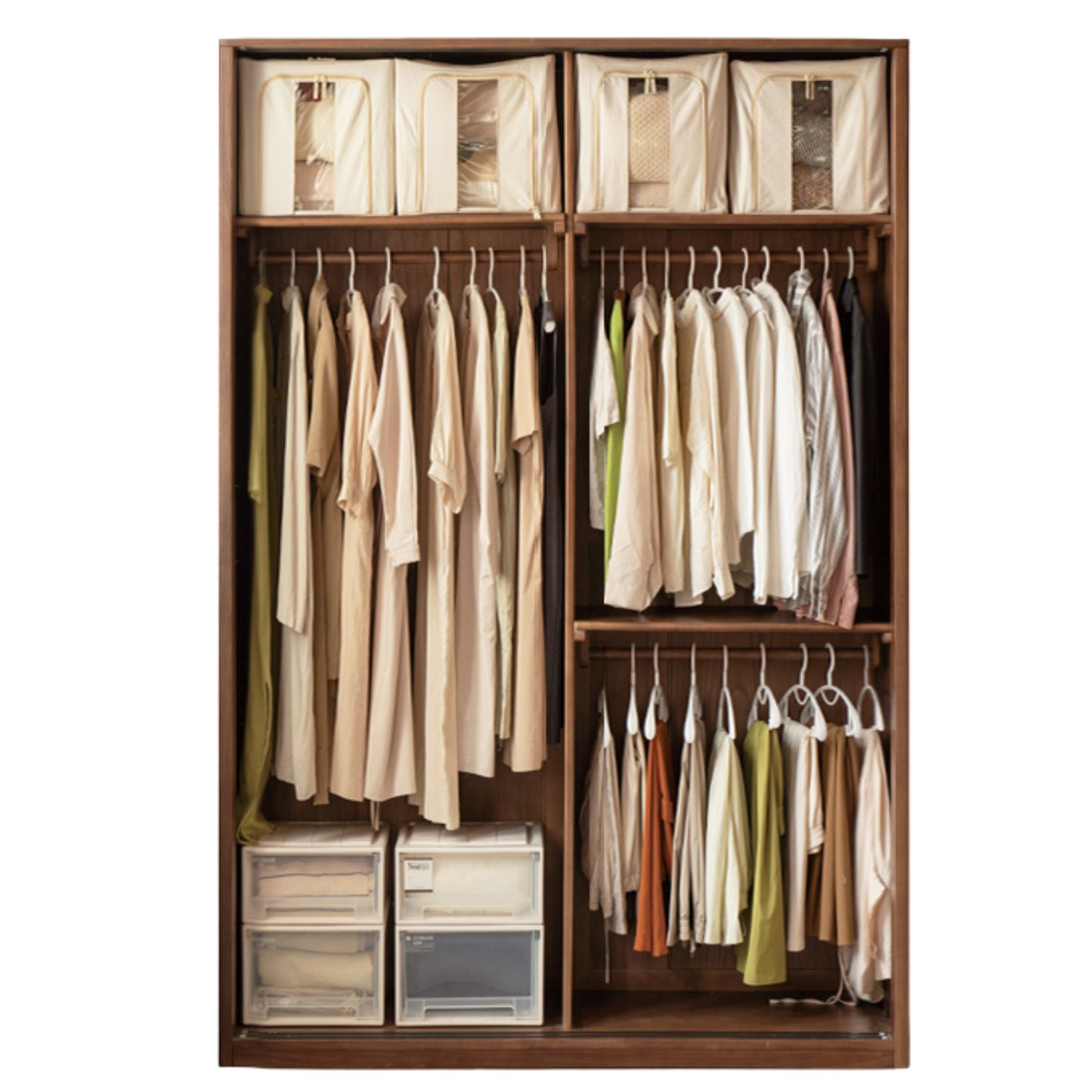 Black Walnut Solid Wood Sliding Door Wardrobe