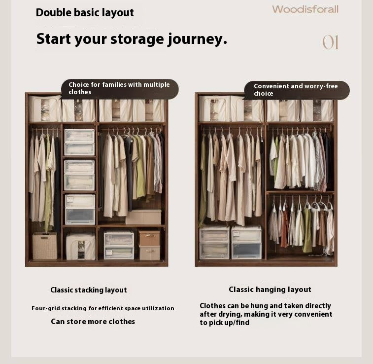 Black Walnut Solid Wood Sliding Door Wardrobe