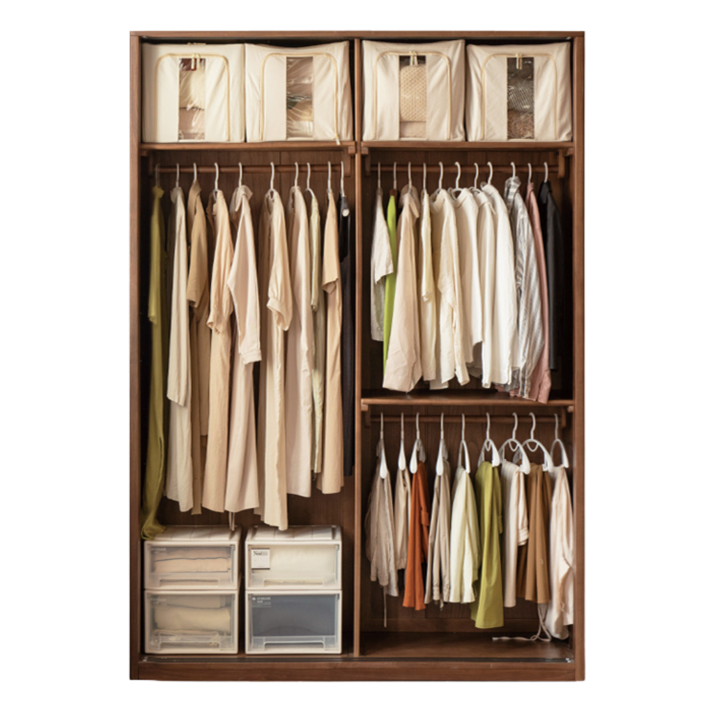 Black Walnut Solid Wood Sliding Door Wardrobe