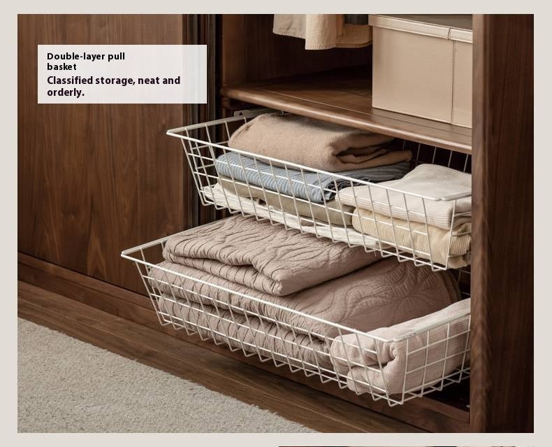 Black Walnut Solid Wood Sliding Door Wardrobe