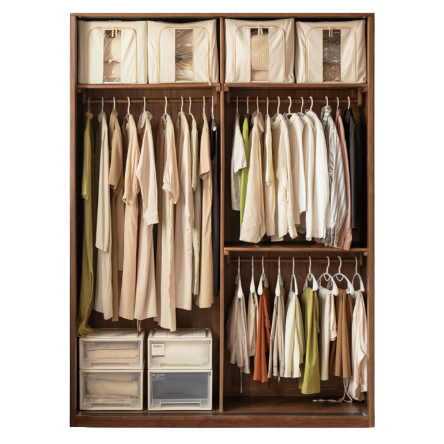 Black Walnut Solid Wood Sliding Door Wardrobe