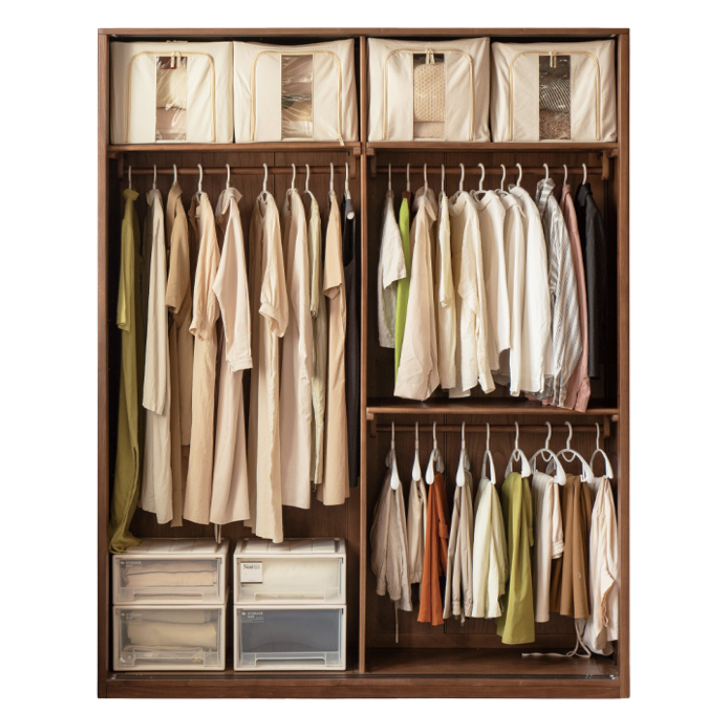 Black Walnut Solid Wood Sliding Door Wardrobe