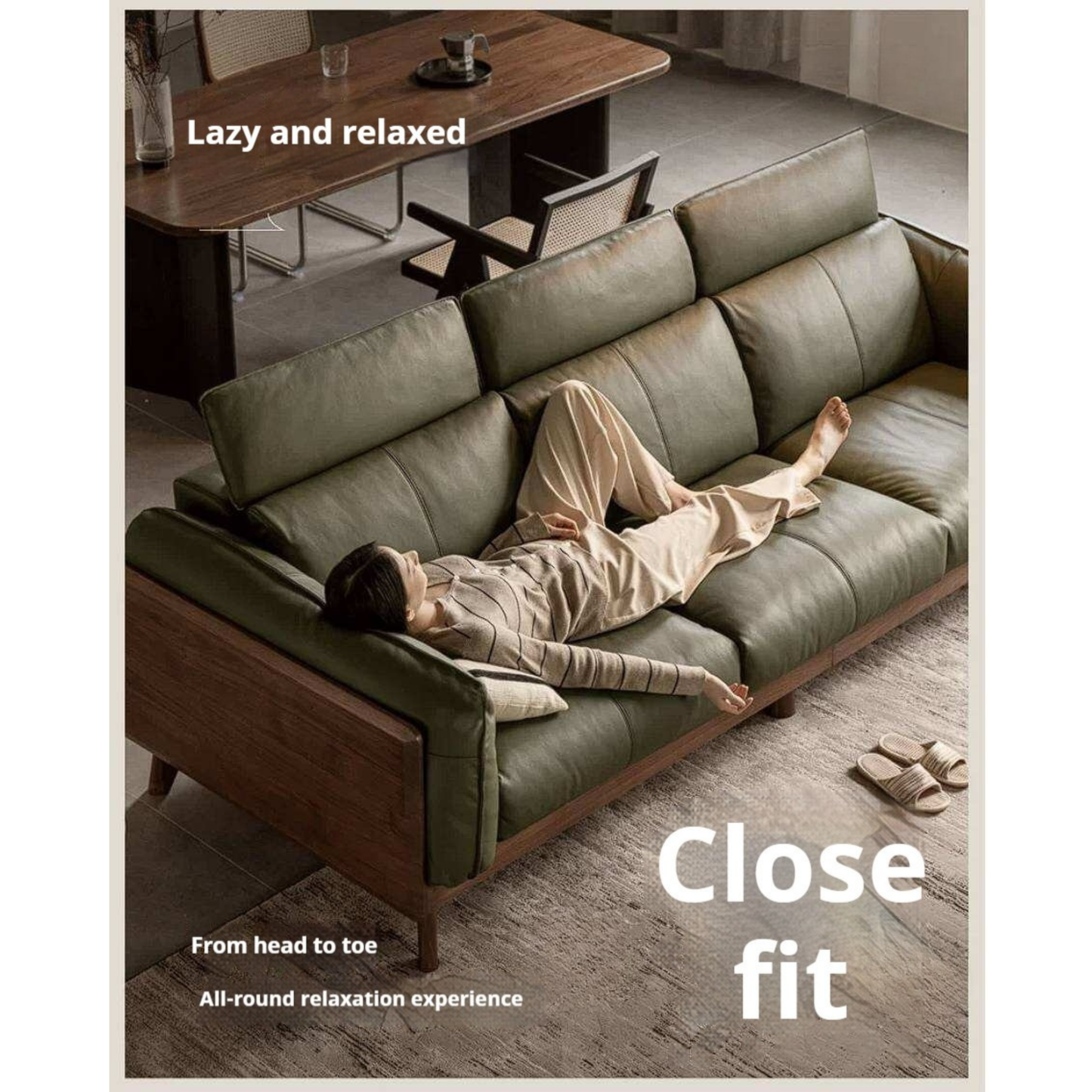 Black Walnut Solid Wood Sofa Genuine leather, fabric with Italian Light Luxury high back Design