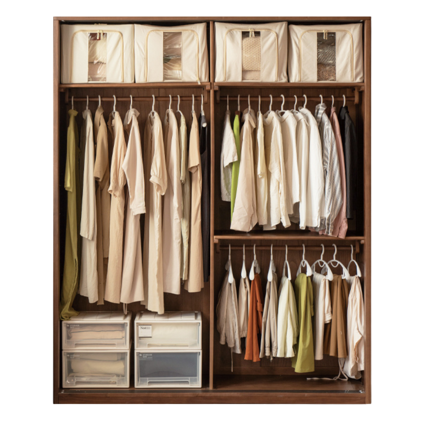 Black Walnut Solid Wood Sliding Door Wardrobe