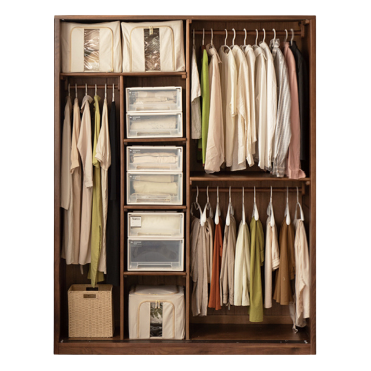 Black Walnut Solid Wood Sliding Door Wardrobe