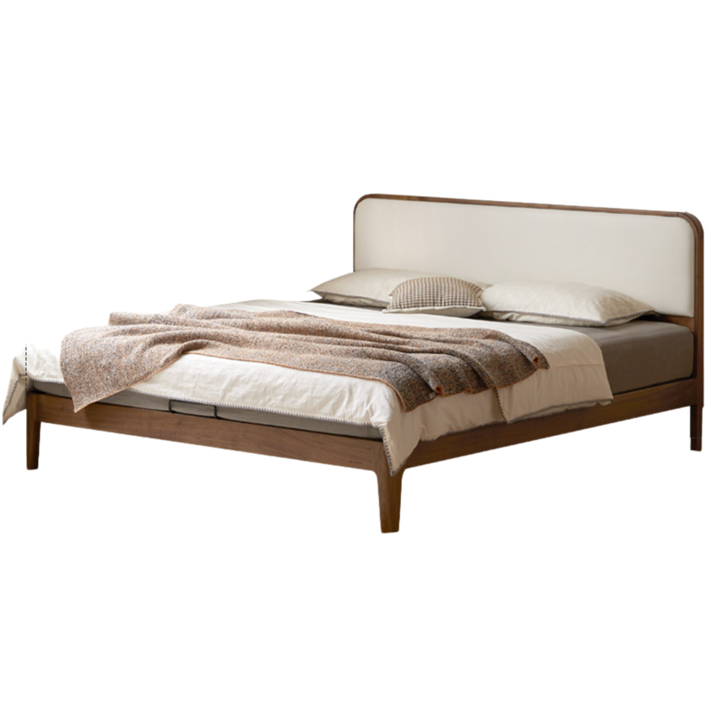 Black Walnut Solid Wood Simple Soft Bed