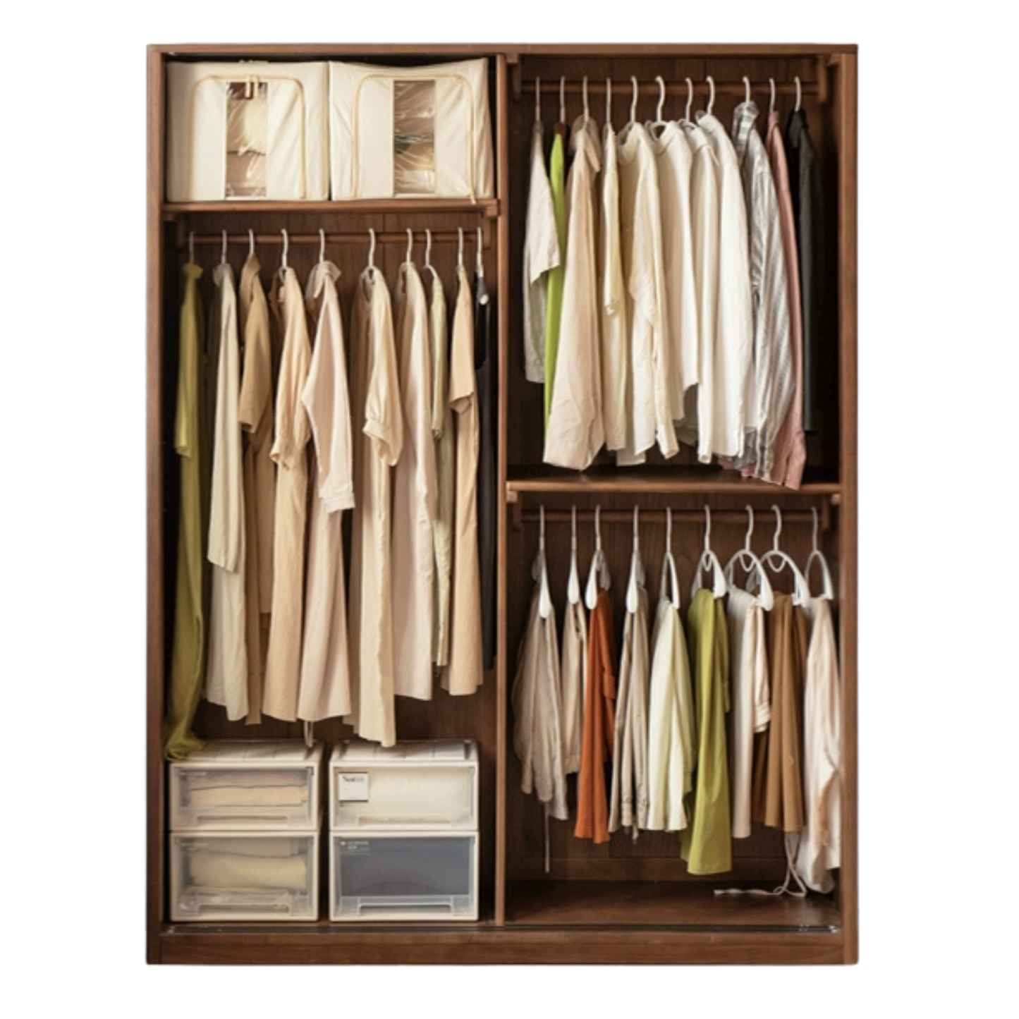 Black Walnut Solid Wood Sliding Door Wardrobe