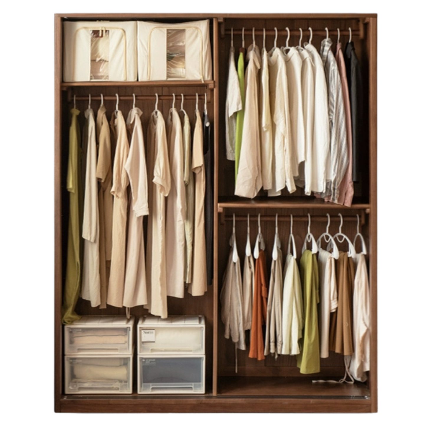 Black Walnut Solid Wood Sliding Door Wardrobe
