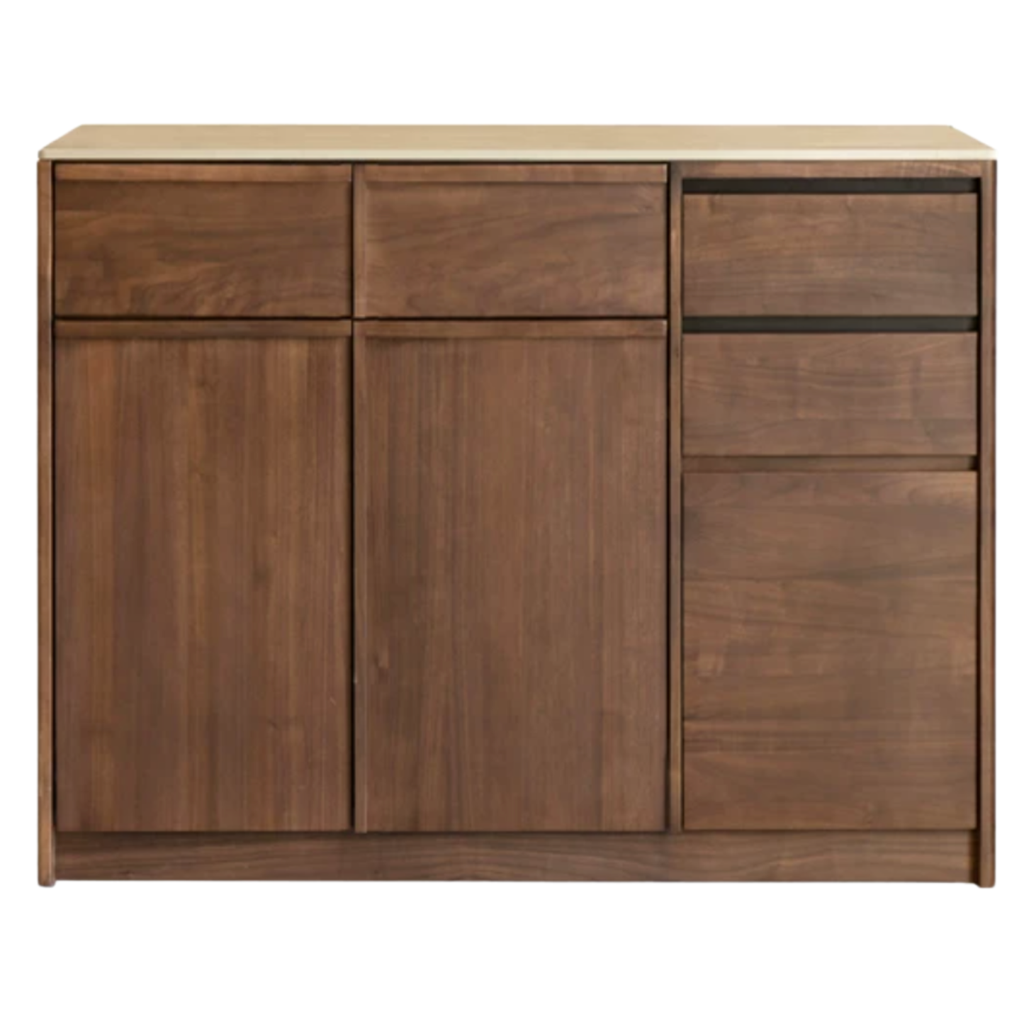 Black Walnut Solid Wood Sideboard with Slate Top, Storage Cabinet for Dining Room