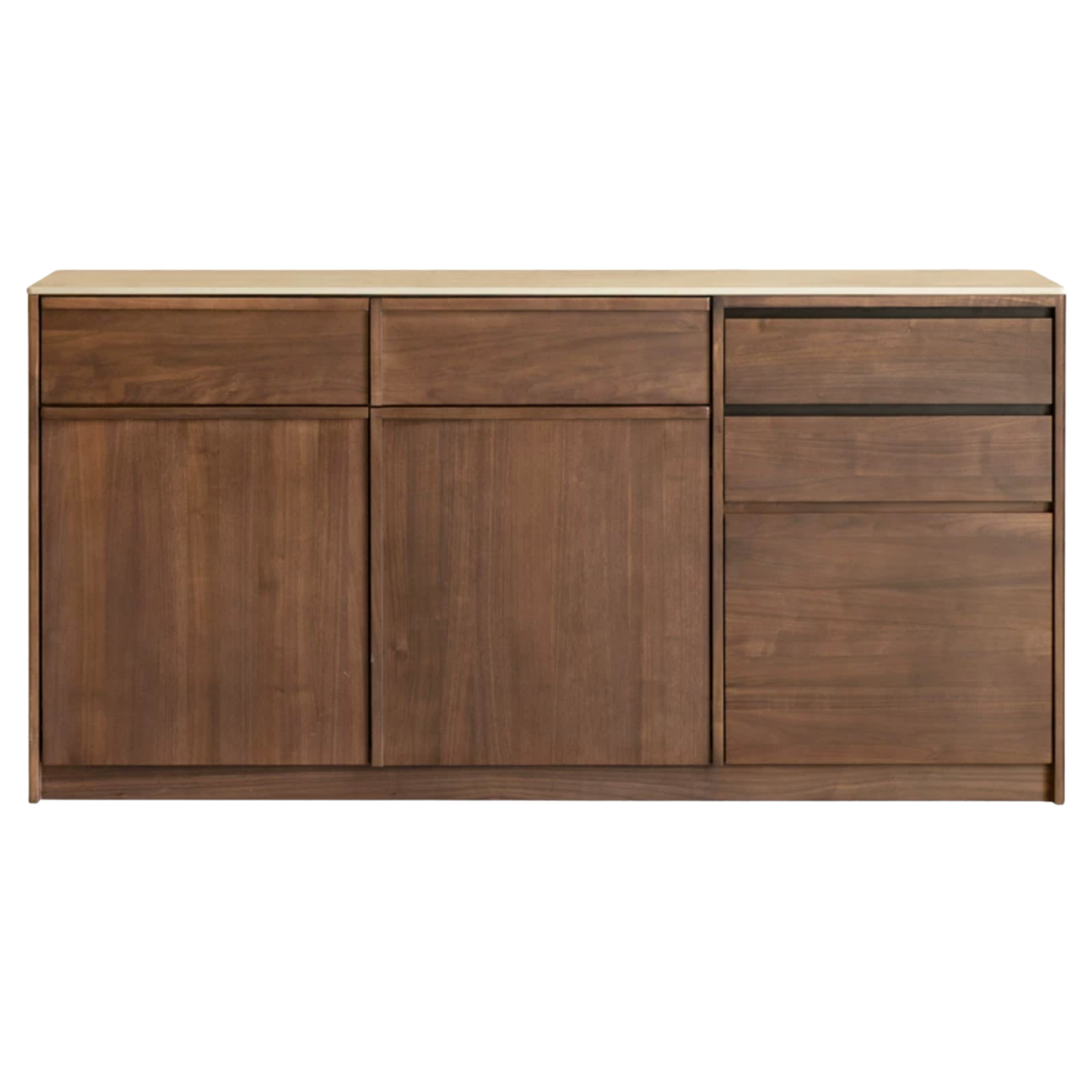 Black Walnut Solid Wood Sideboard with Slate Top, Storage Cabinet for Dining Room