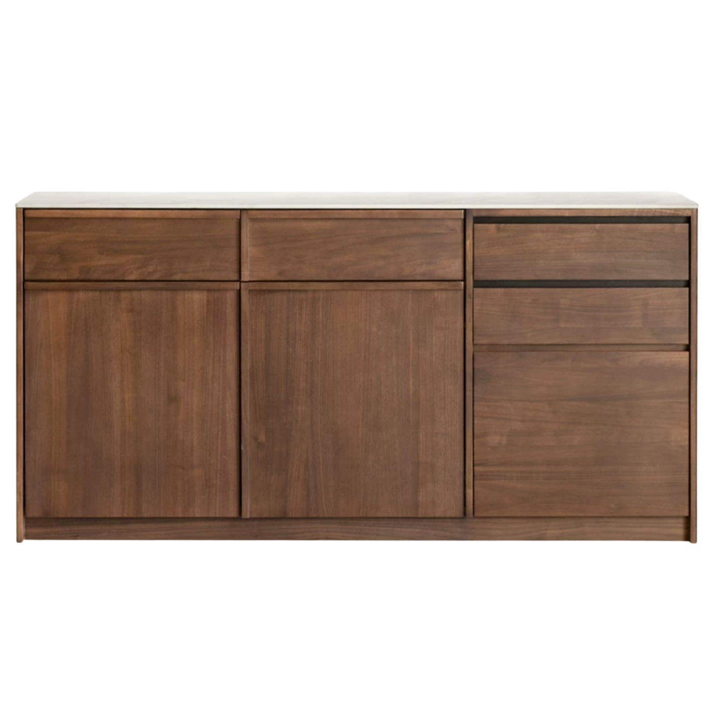 Black Walnut Solid Wood Sideboard with Slate Top, Storage Cabinet for Dining Room