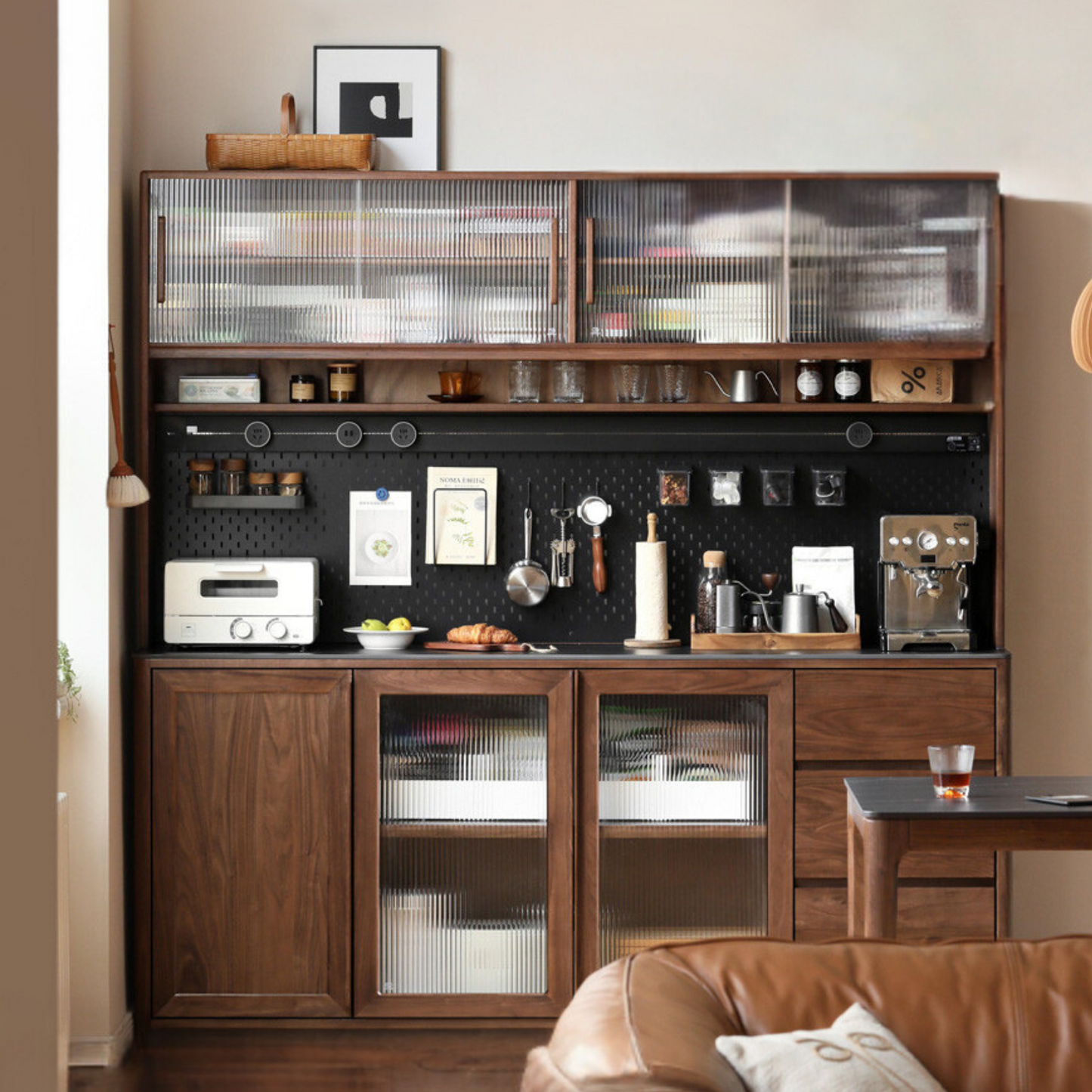 Black Walnut Solid Wood Sideboard Hole Storage