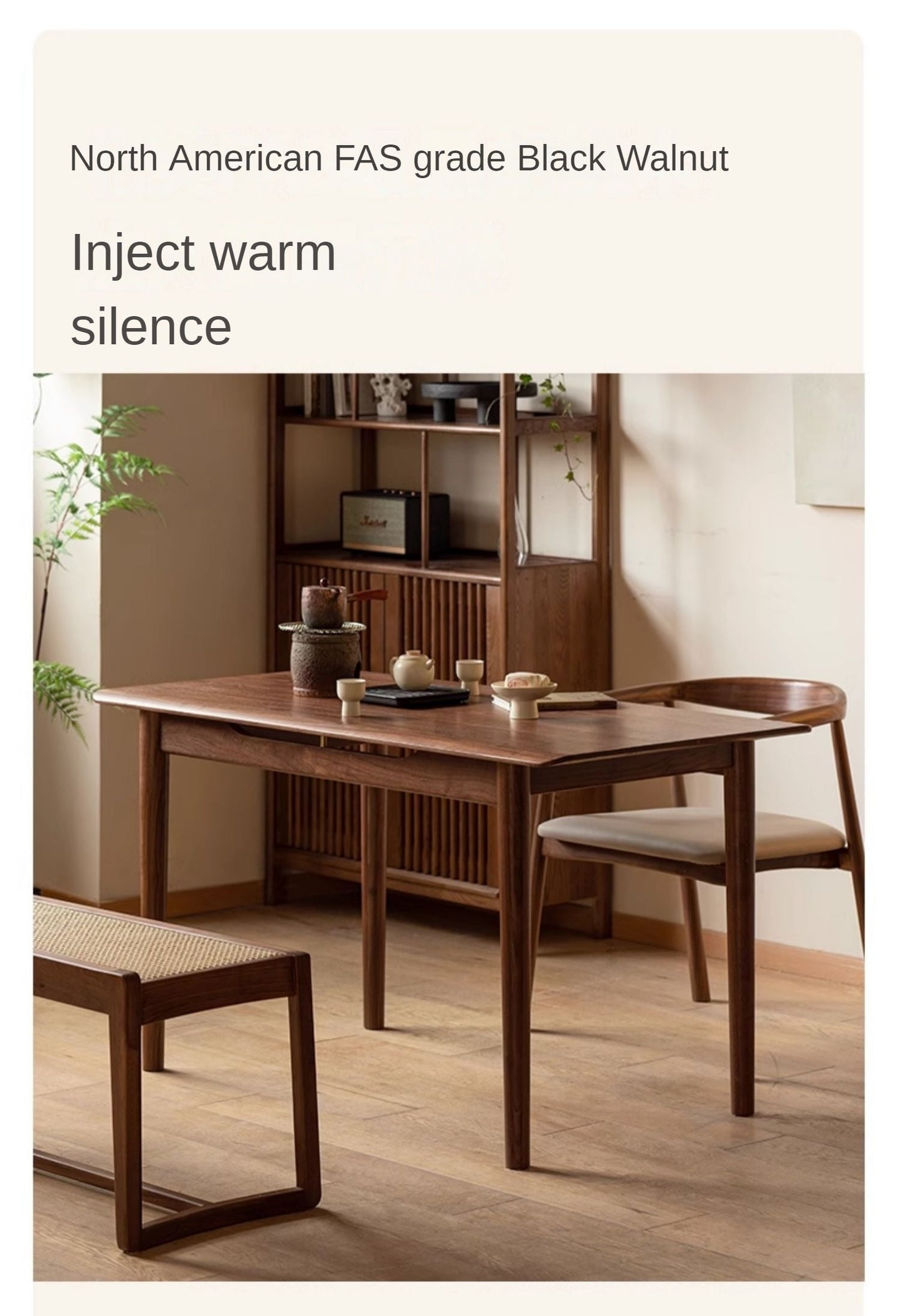 Black Walnut Solid Wood Simple Large Tea Table