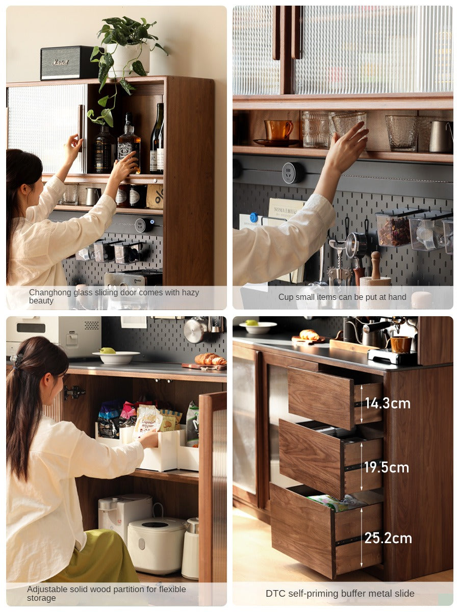 Black Walnut Solid Wood Sideboard Hole Storage