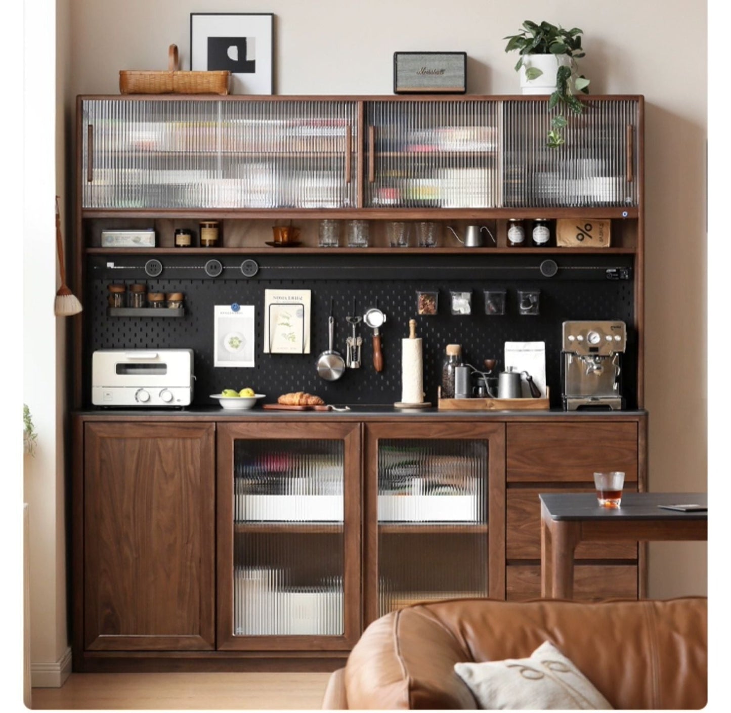Black Walnut Solid Wood Sideboard Hole Storage