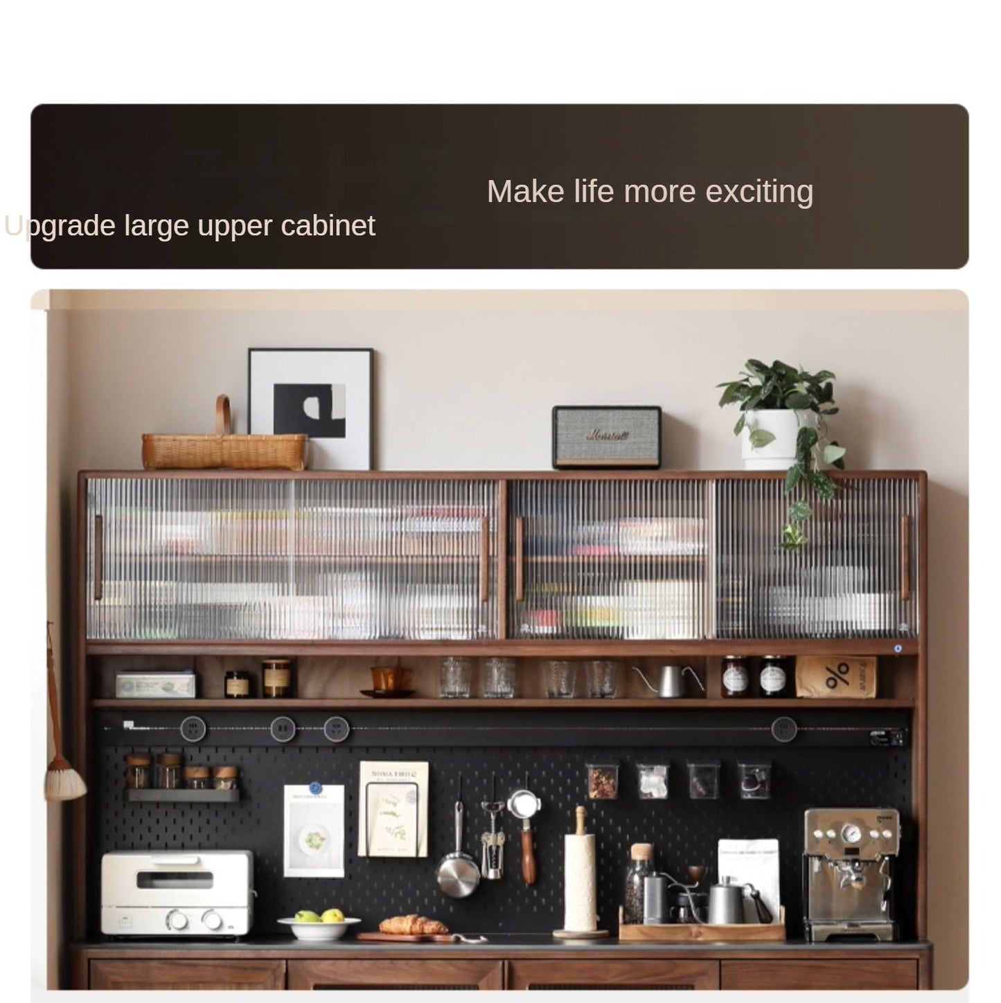 Black Walnut Solid Wood Sideboard Hole Storage