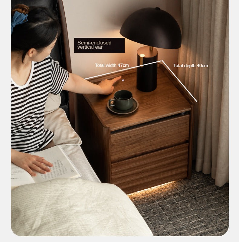 Black Walnut Solid Wood Simple Nightstand.