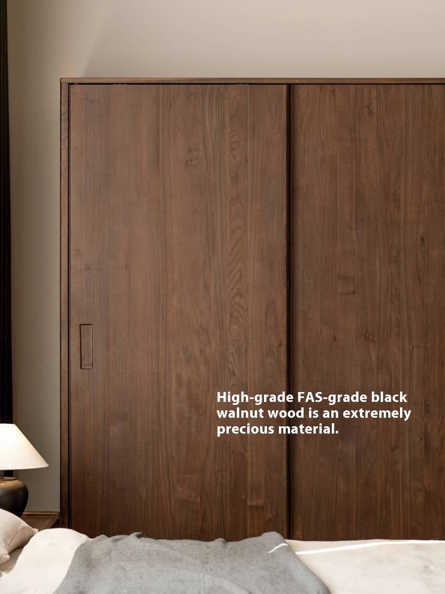 Black Walnut Solid Wood Sliding Door Wardrobe