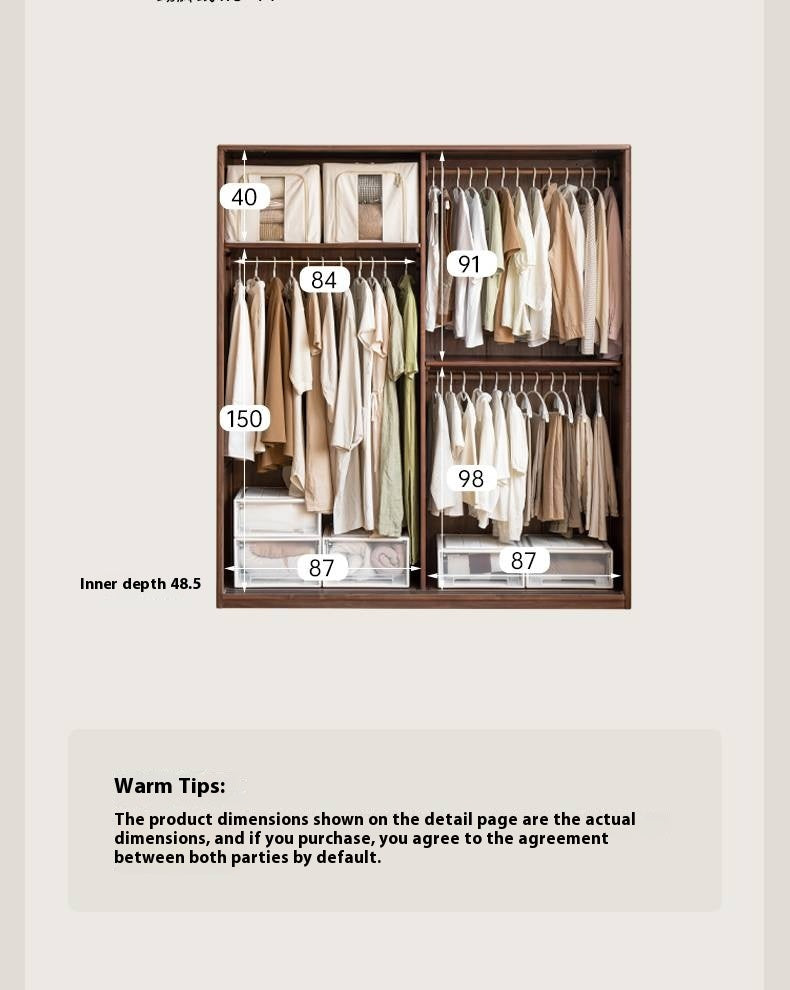 Black Walnut Solid Wood Sliding Door Wardrobe