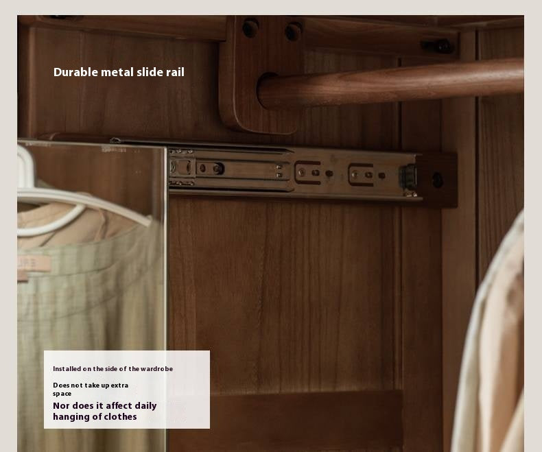 Black Walnut Solid Wood Sliding Door Wardrobe