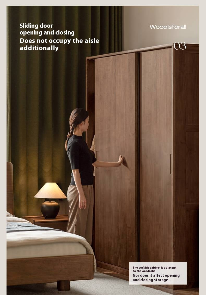 Black Walnut Solid Wood Sliding Door Wardrobe